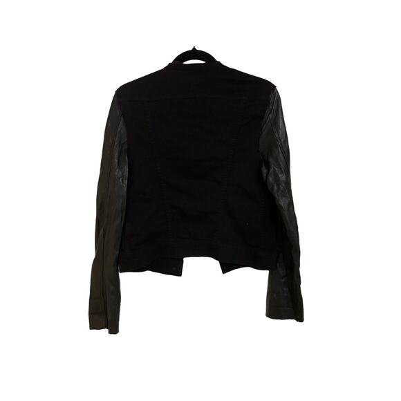 J Brand Woman's Noir Red Denim Jacket With Lamb Leather Sleeves Size Medium - Picture 3 of 6